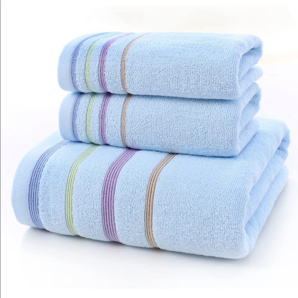 Pidada Towel  Set of 3 Soft Absorbent Bath (Light Blue)